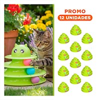 Pack12 Juego Moderno de 3 Niveles con Pelotas Verde Limon para Gato